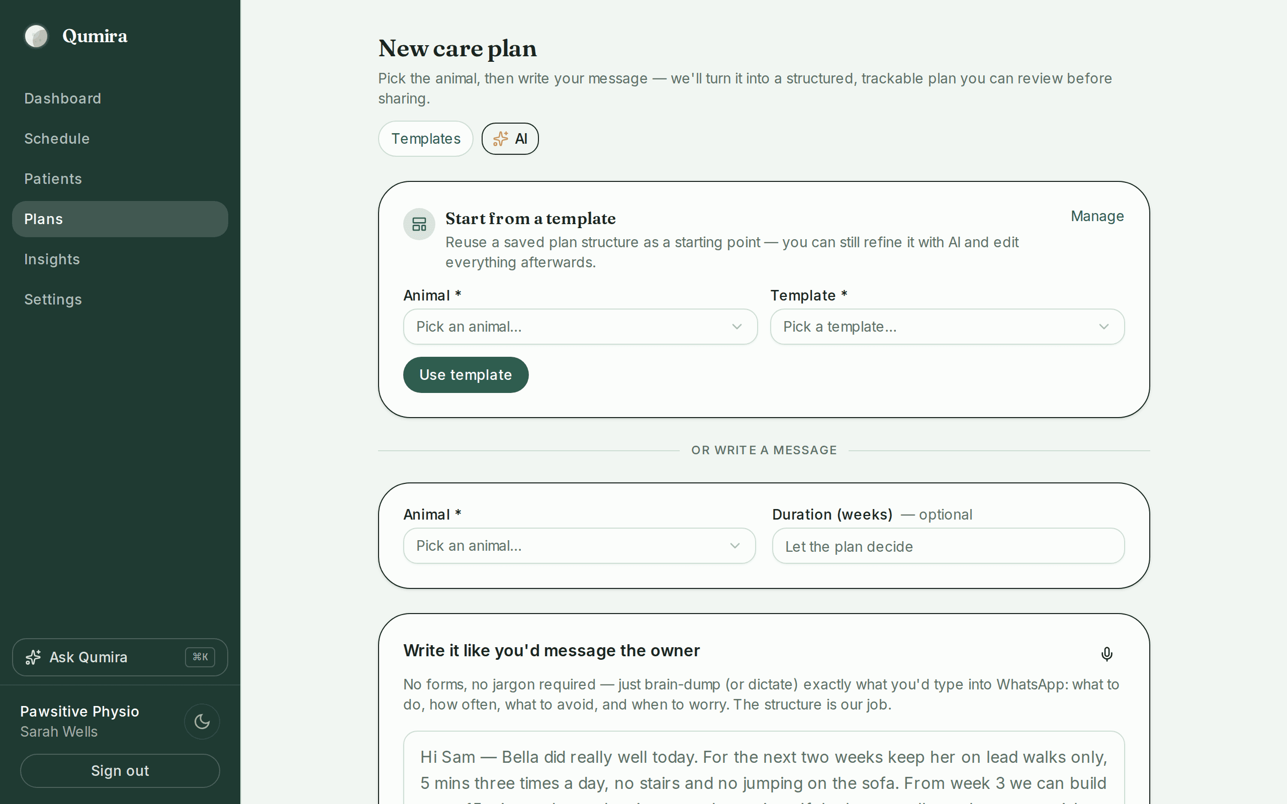 The plan composer used to build a day-by-day reactivity programme